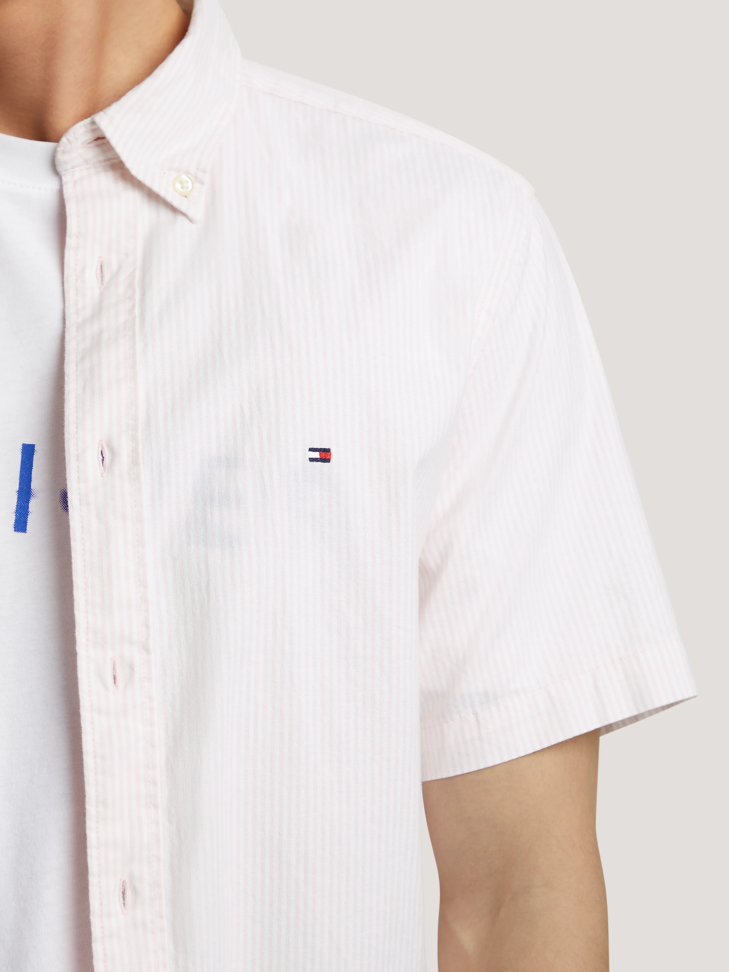 TOMMY HILFIGER Áo Sơ Mi Nam Tay Ngắn 1985 Flex OXF STP RF Shirt S/S