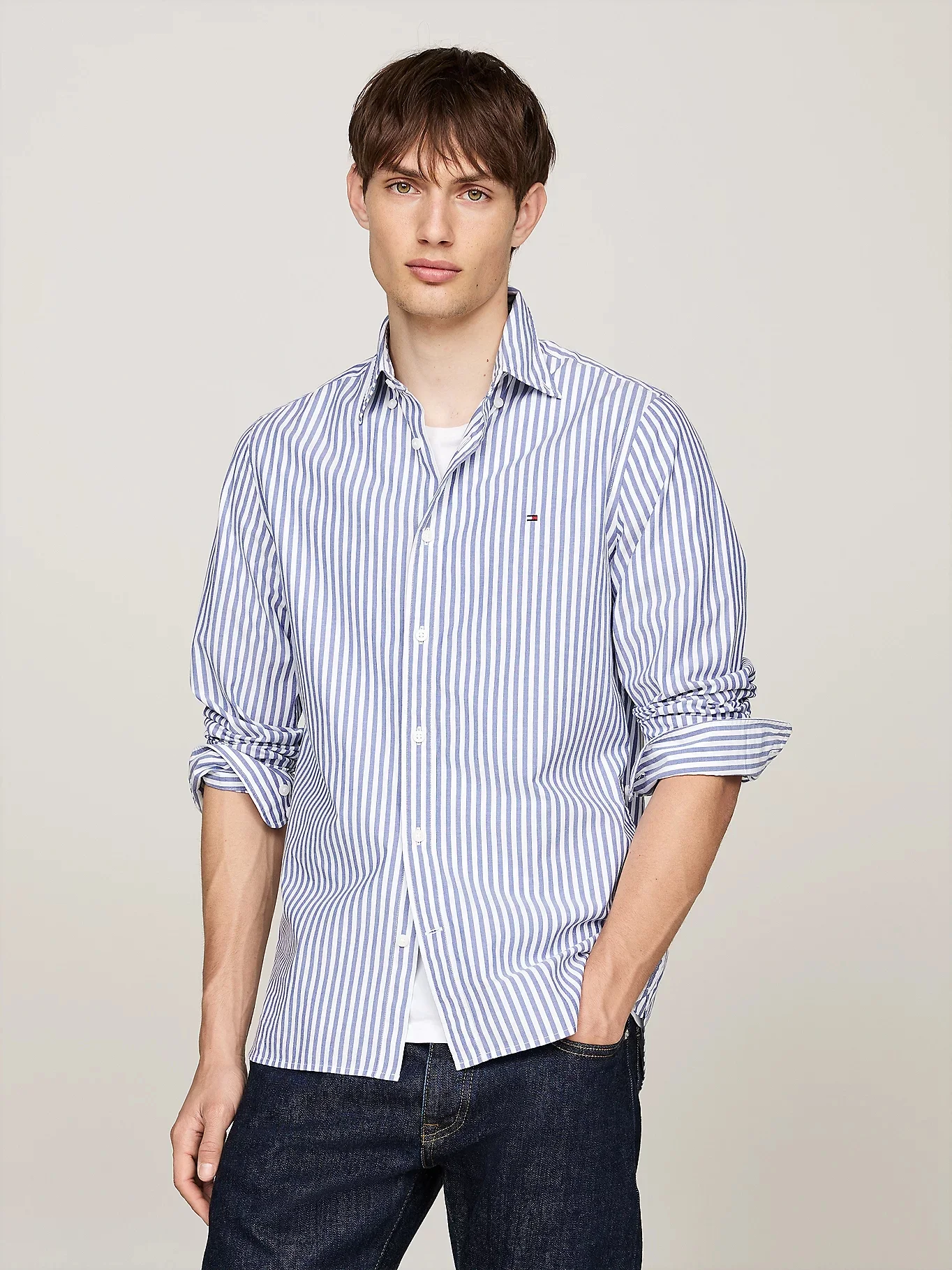 TOMMY HILFIGER Áo Sơ Mi Nam Tay Dài - Classic Poplin Stripe SF Shirt