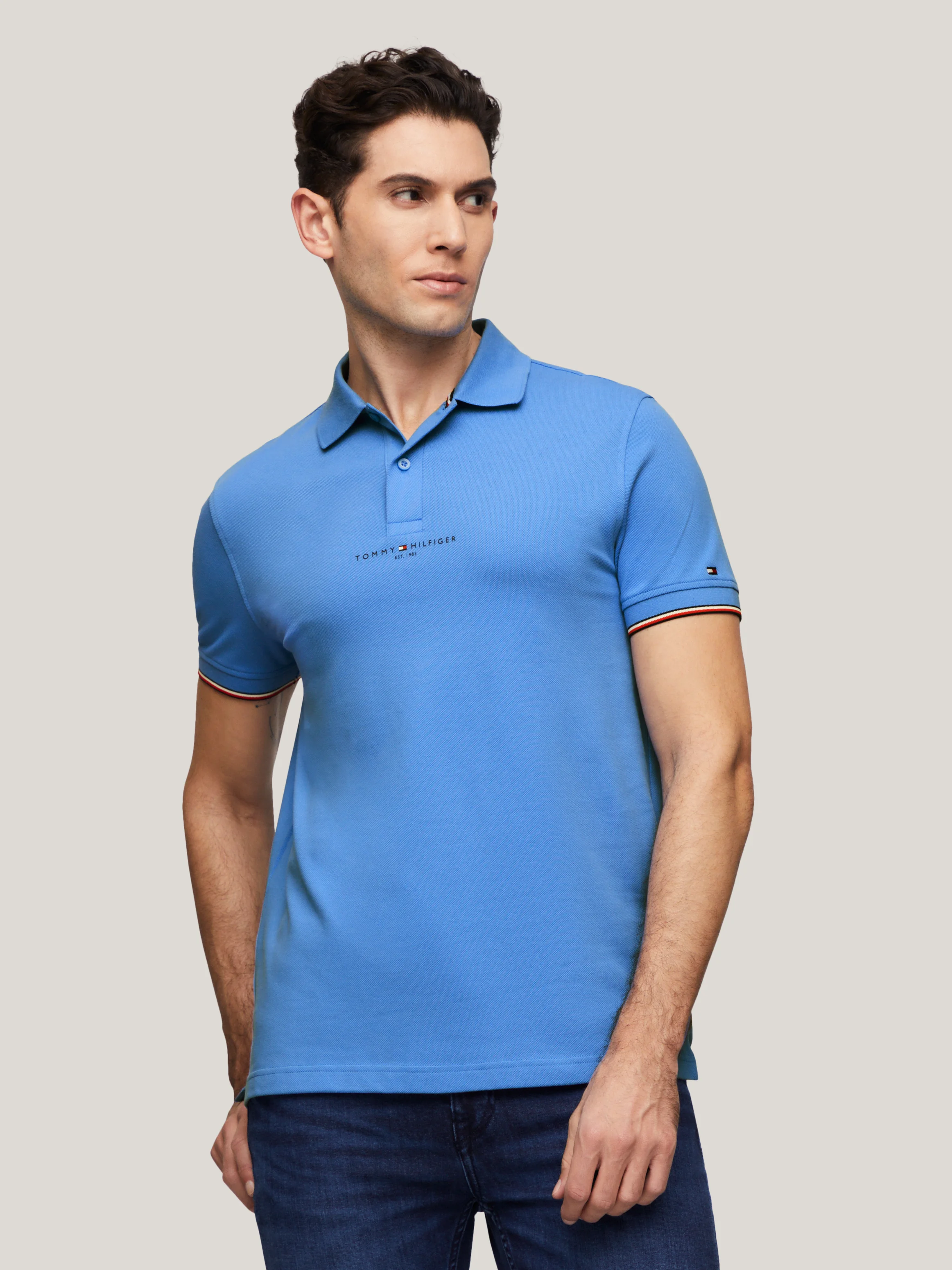 TOMMY HILFIGER Áo Polo Nam Tay Ngắn Tommy Logo Tipped REG Polo