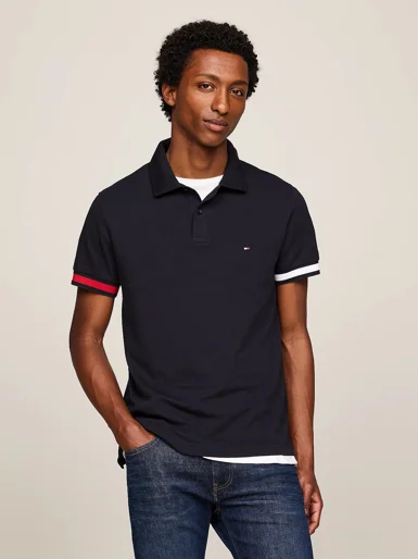 TOMMY HILFIGER Áo Polo Nam Tay Ngắn Flag Cuff Slim Polo