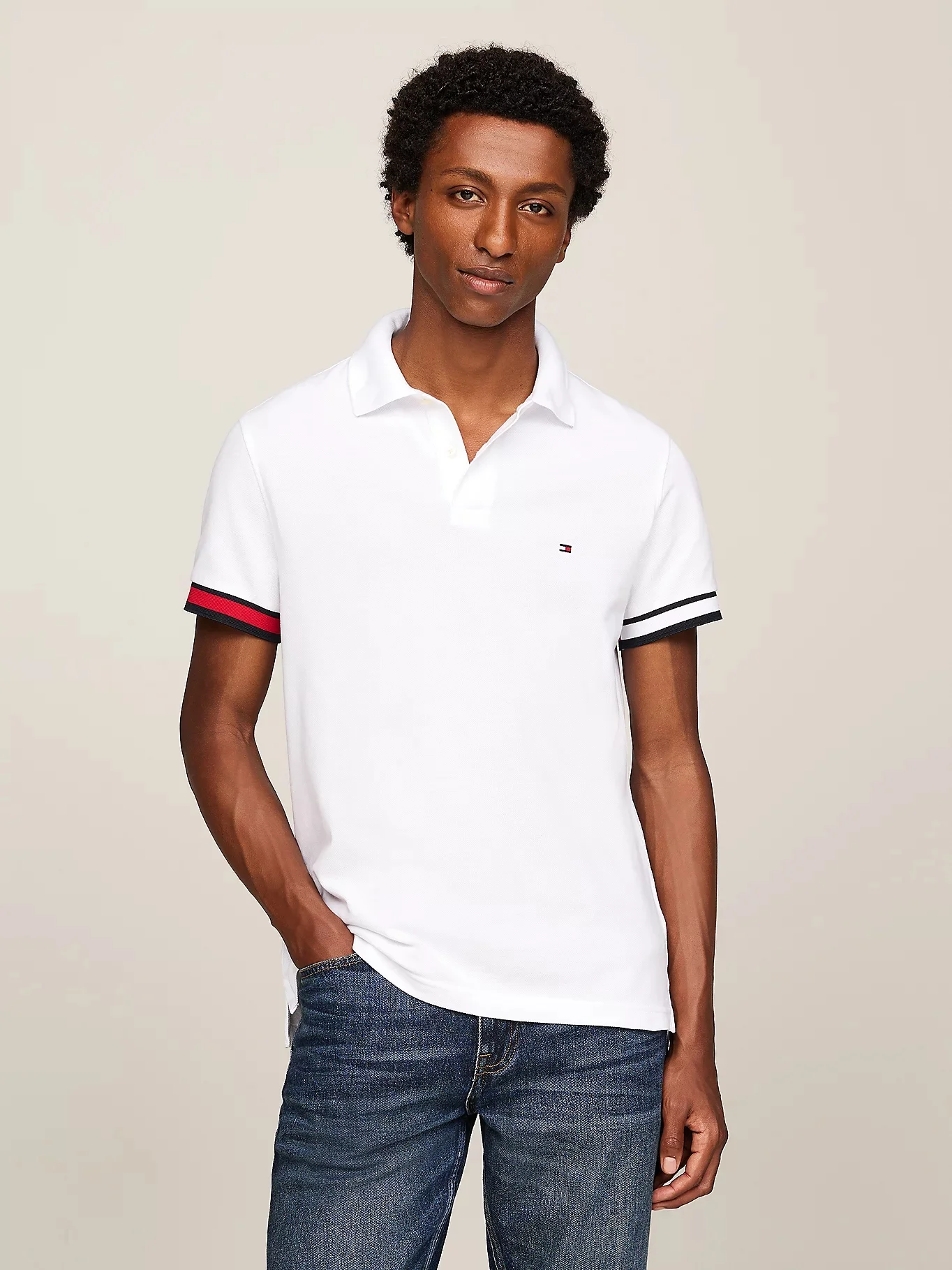TOMMY HILFIGER Áo Polo Nam Tay Ngắn Flag Cuff Slim Polo