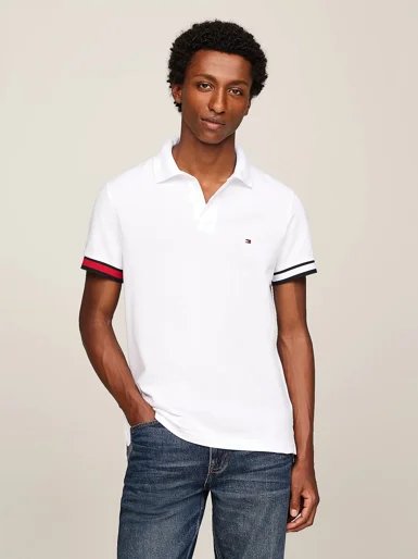 TOMMY HILFIGER Áo Polo Nam Tay Ngắn Flag Cuff Slim Polo