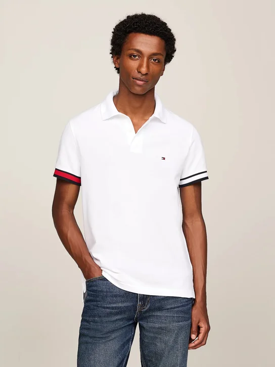 TOMMY HILFIGER Áo Polo Nam Tay Ngắn Flag Cuff Slim Polo