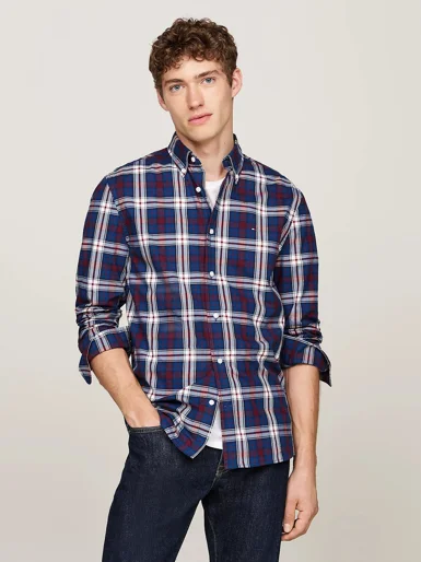TOMMY HILFIGER Áo Sơ Mi Nam Tay Dài Flex Poplin Tommy Tartan RF Shirt