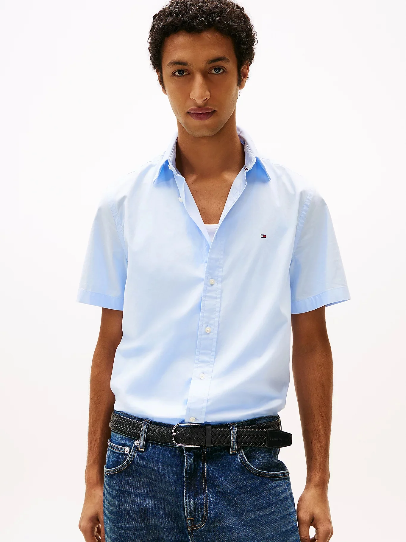 TOMMY HILFIGER Áo Sơ Mi Nam Tay Ngắn Flex Poplin Solid S/S Shirt
