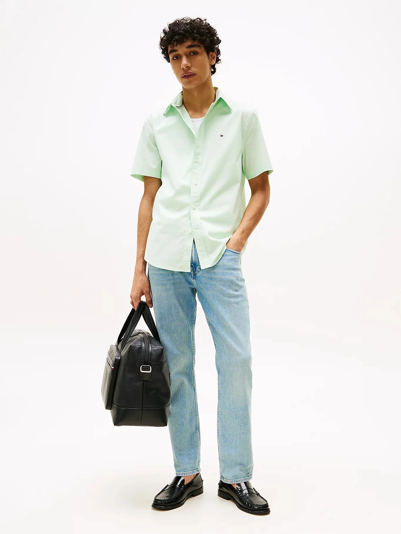 TOMMY HILFIGER Áo Sơ Mi Nam Tay Ngắn Flex Poplin Solid S/S Shirt