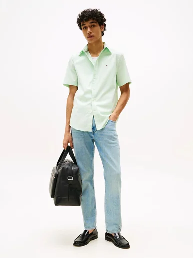 TOMMY HILFIGER Áo Sơ Mi Nam Tay Ngắn Flex Poplin Solid S/S Shirt