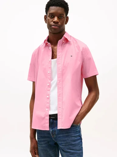 TOMMY HILFIGER Áo Sơ Mi Nam Tay Ngắn Flex Poplin Solid S/S Shirt