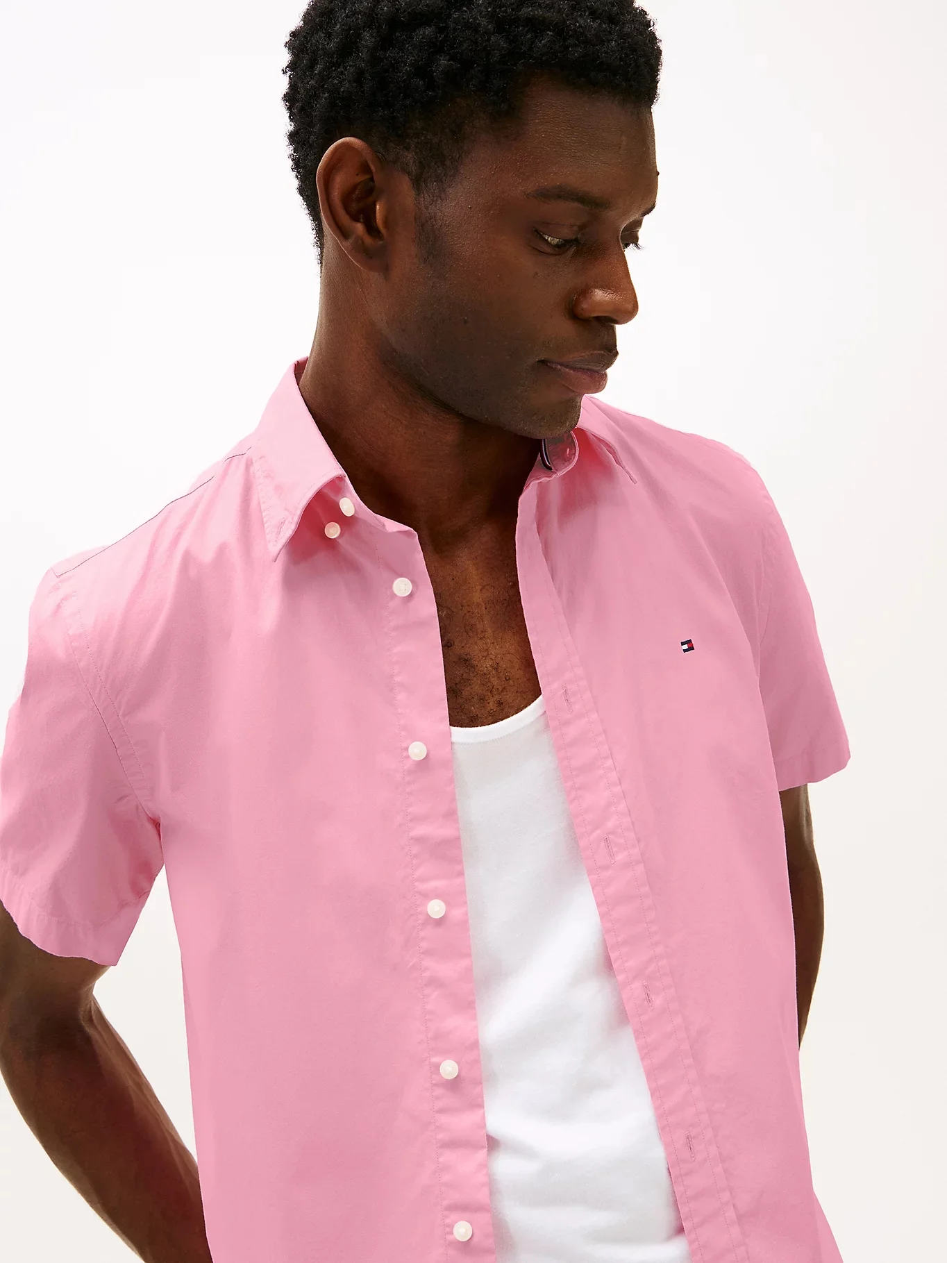 TOMMY HILFIGER Áo Sơ Mi Nam Tay Ngắn Flex Poplin Solid S/S Shirt