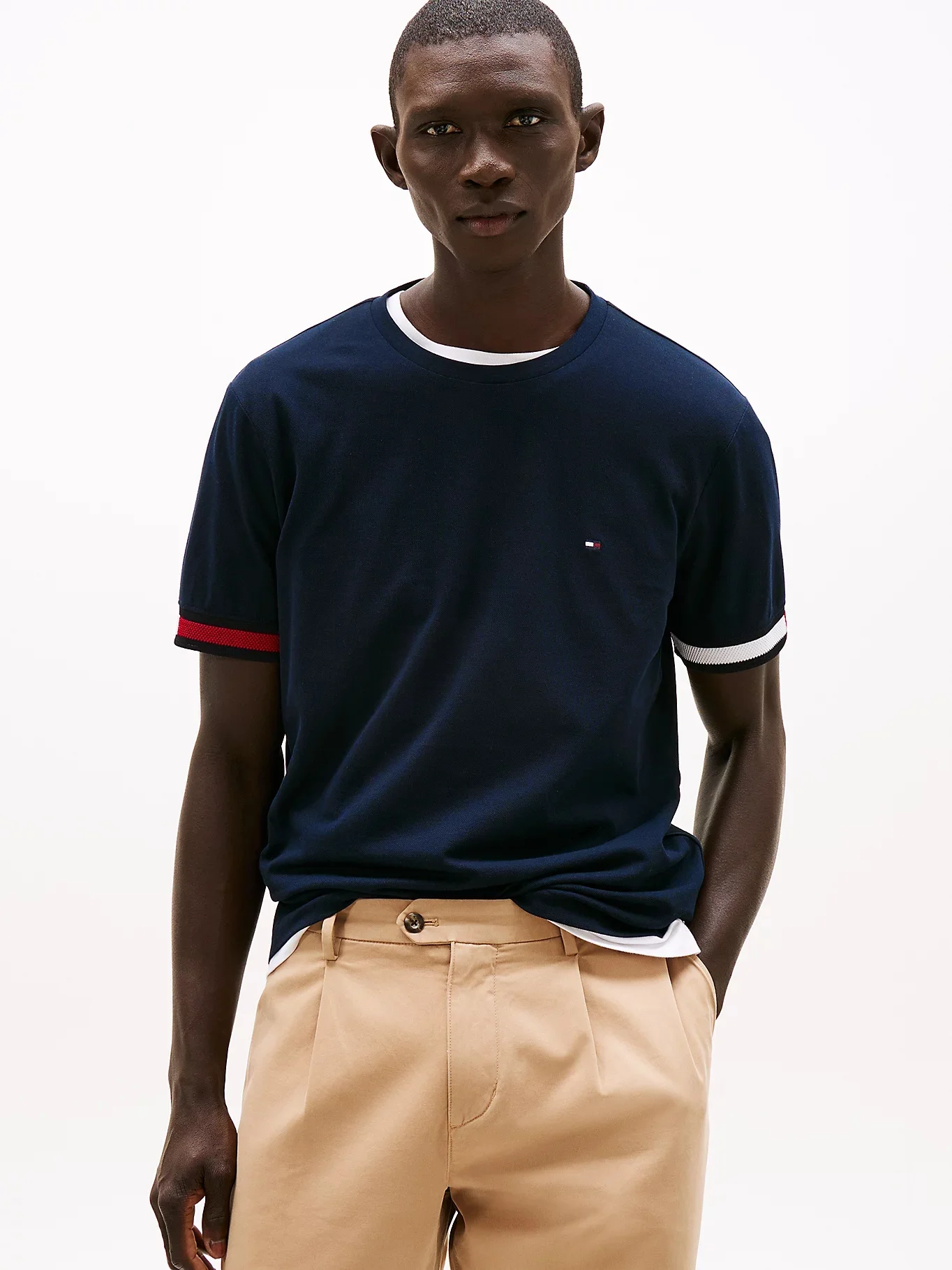 TOMMY HILFIGER Áo Thun Nam Tay Ngắn Global Stripe Flag Cuff Tee