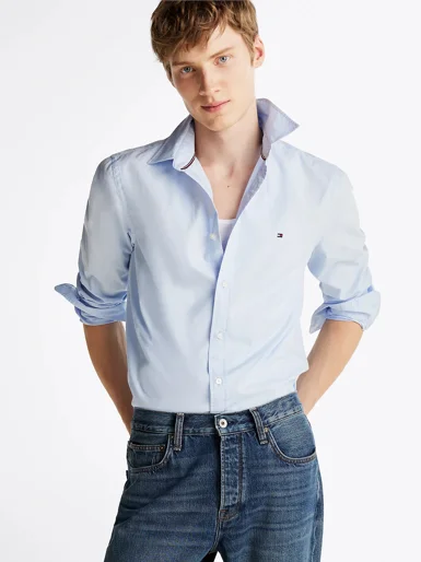 TOMMY HILFIGER Áo Sơ Mi Nam Tay Dài Flex Poplin Kent Cllar SF Shirt
