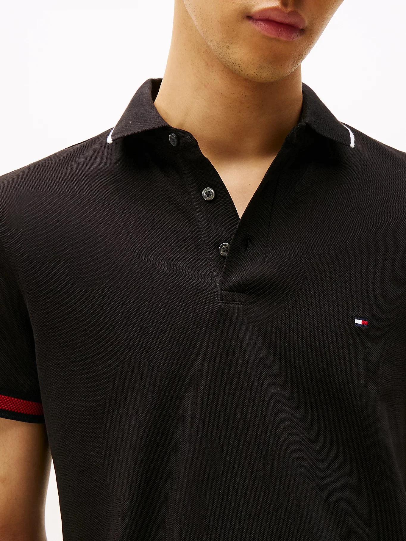 TOMMY HILFIGER Áo Polo Nam Tay Ngắn Flag Cuff Slim Fit Polo