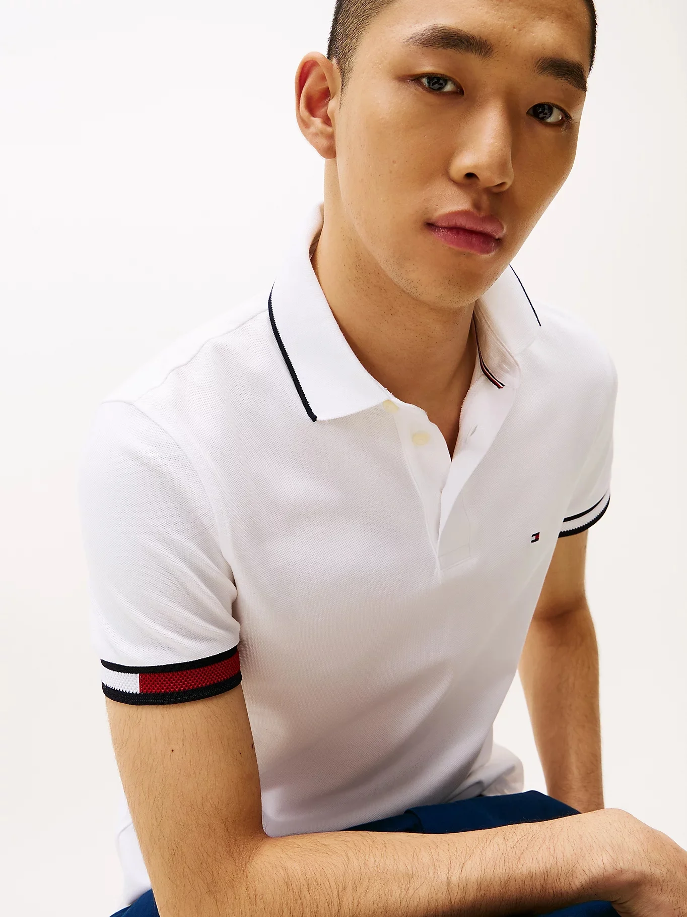 TOMMY HILFIGER Áo Polo Nam Tay Ngắn Flag Cuff Slim Fit Polo