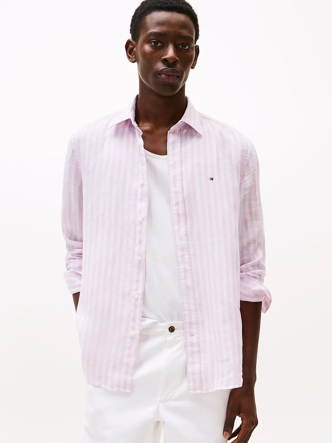TOMMY HILFIGER Áo Sơ Mi Nam Tay Dài Linen Essential Stripe RF Shirt