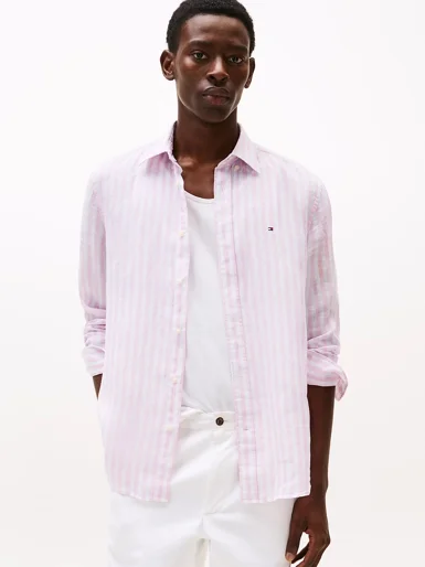 TOMMY HILFIGER Áo Sơ Mi Nam Tay Dài Linen Essential Stripe RF Shirt
