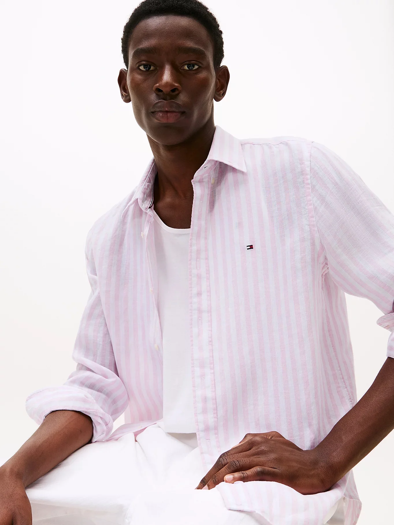 TOMMY HILFIGER Áo Sơ Mi Nam Tay Dài Linen Essential Stripe RF Shirt