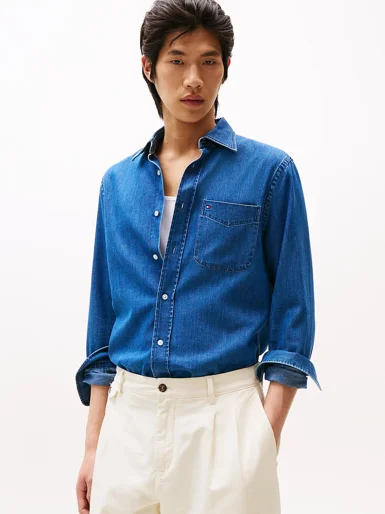 TOMMY HILFIGER Áo Sơ Mi Nam Tay Dài Lightweight Denim RF Shirt