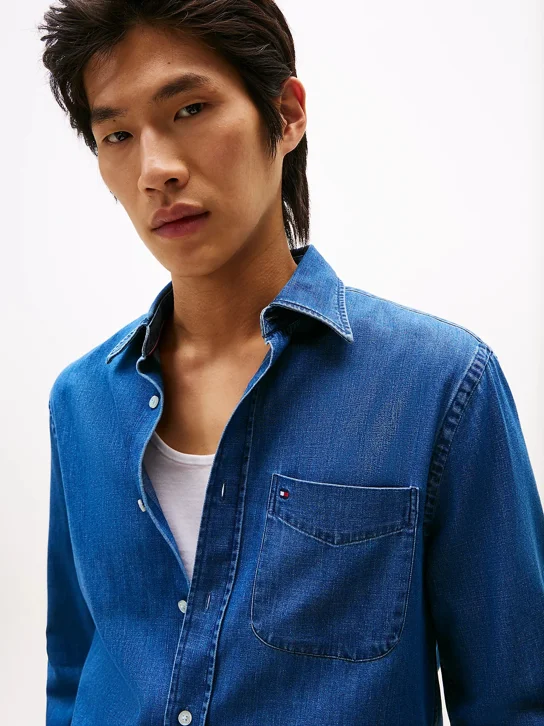 TOMMY HILFIGER Áo Sơ Mi Nam Tay Dài Lightweight Denim RF Shirt