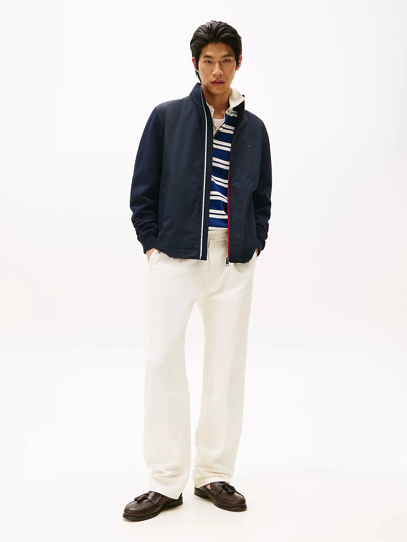 TOMMY HILFIGER Áo Khoác Nam Tay Dài Mix Media Harrington