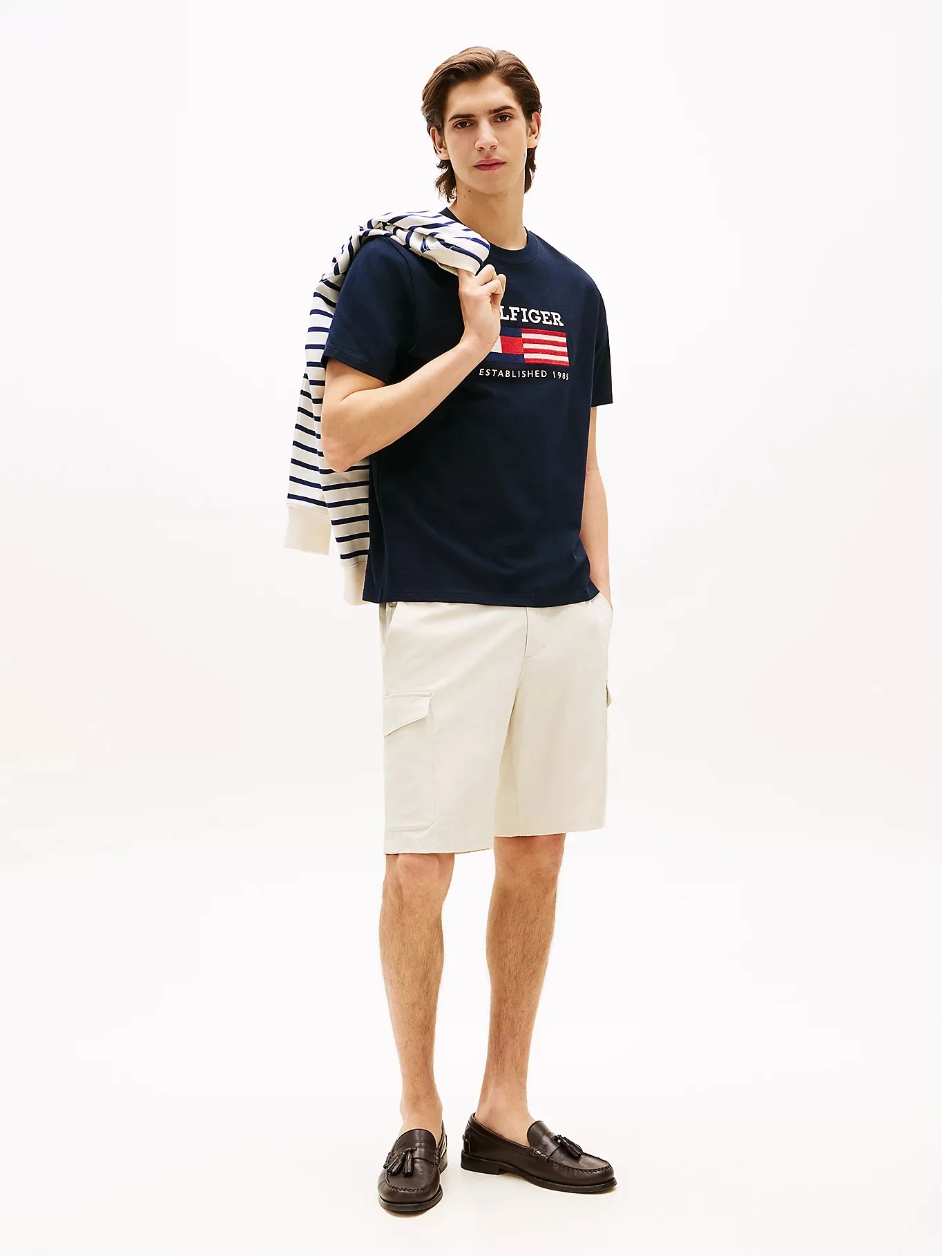 TOMMY HILFIGER Áo Thun Nam Tay Ngắn Americana Monotype Flag Box Tee