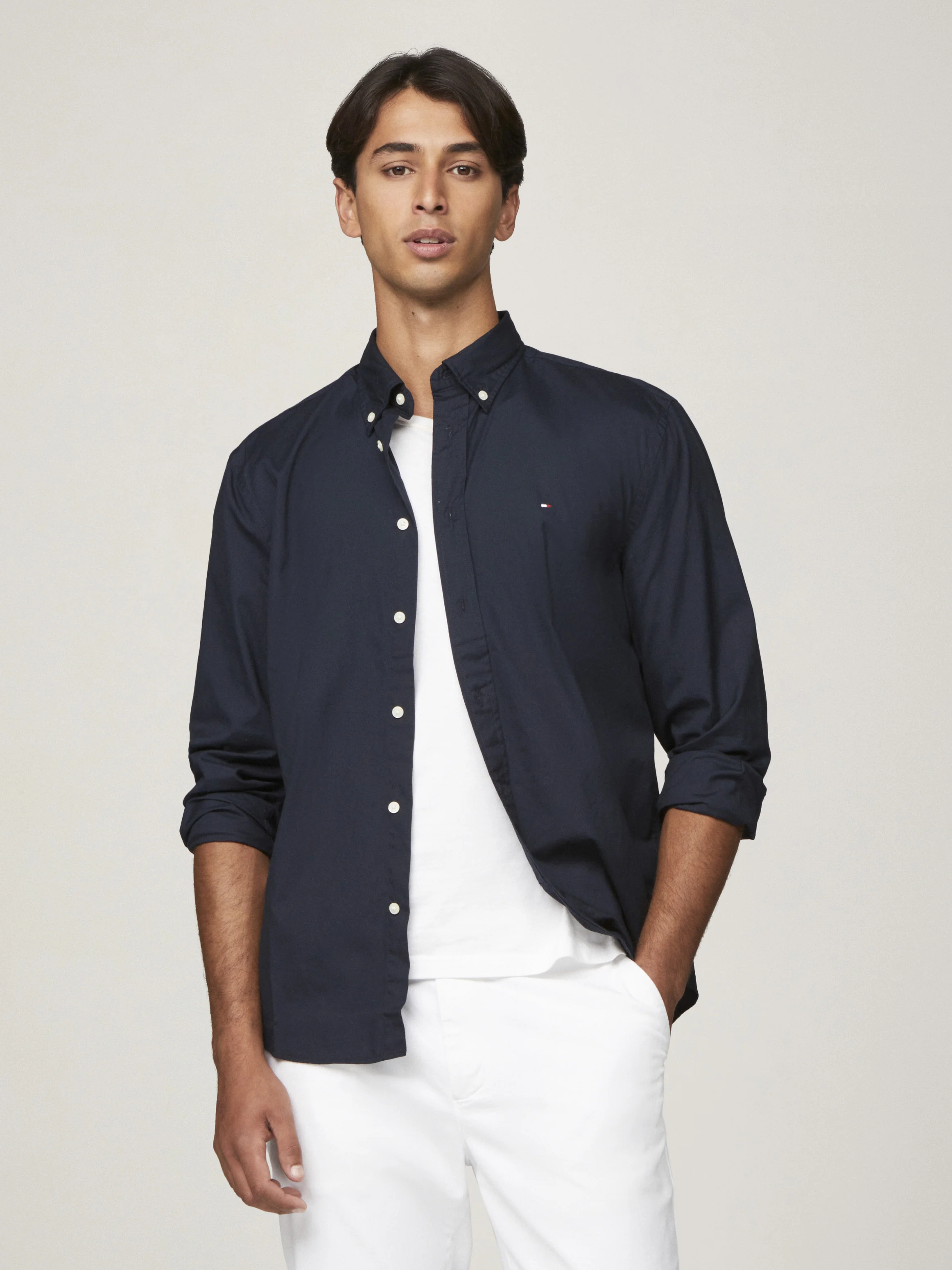 TOMMY HILFIGER Áo Sơ Mi Nam Tay Dài Core Flex Poplin Solid RF Shirt