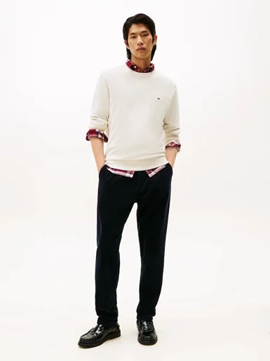 TOMMY HILFIGER Áo Sweater Nam Tay Dài Cotton Silk Cashmere Crew Neck