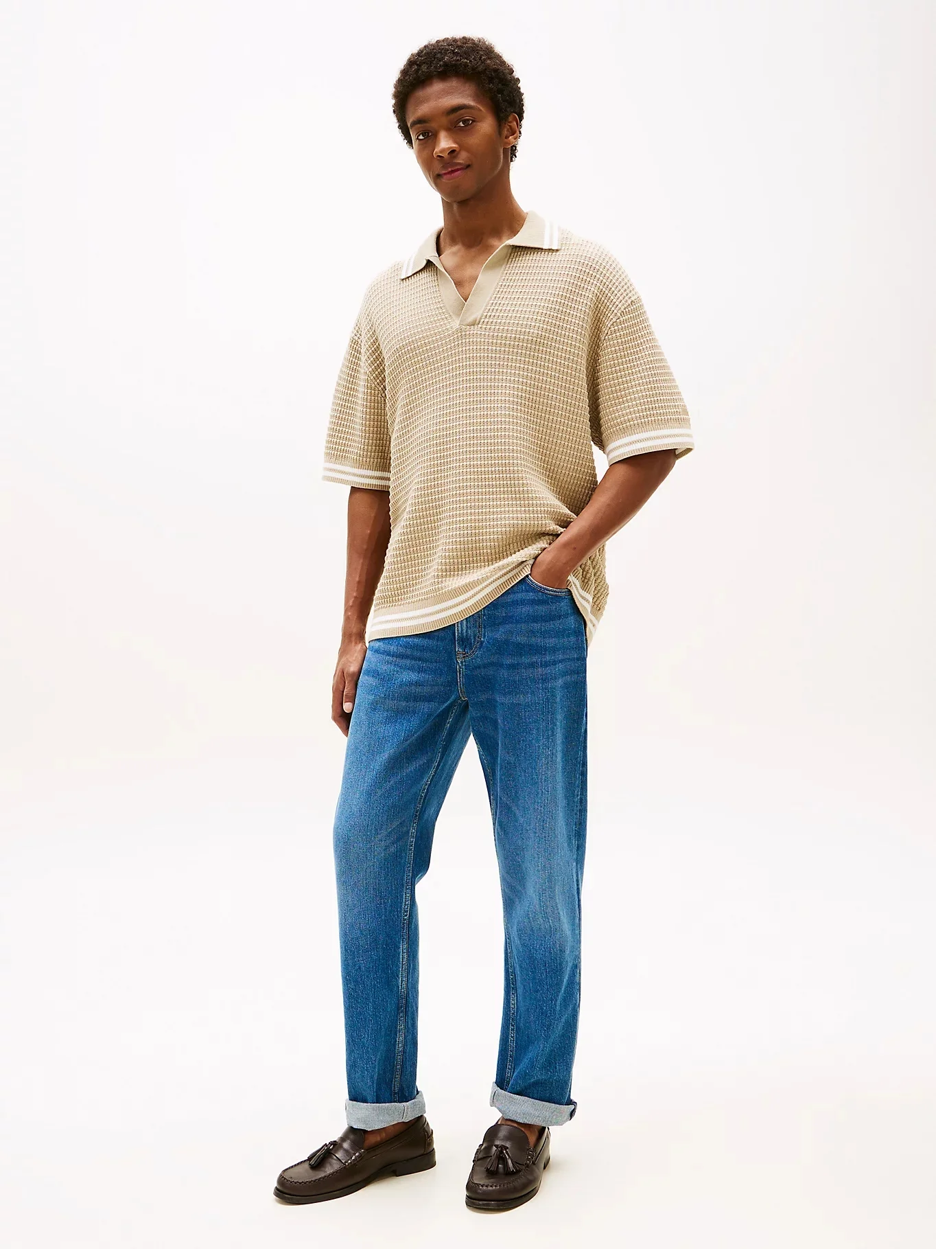 TOMMY HILFIGER Áo Polo Nam Tay Ngắn T1 Boxy Waffle Polo