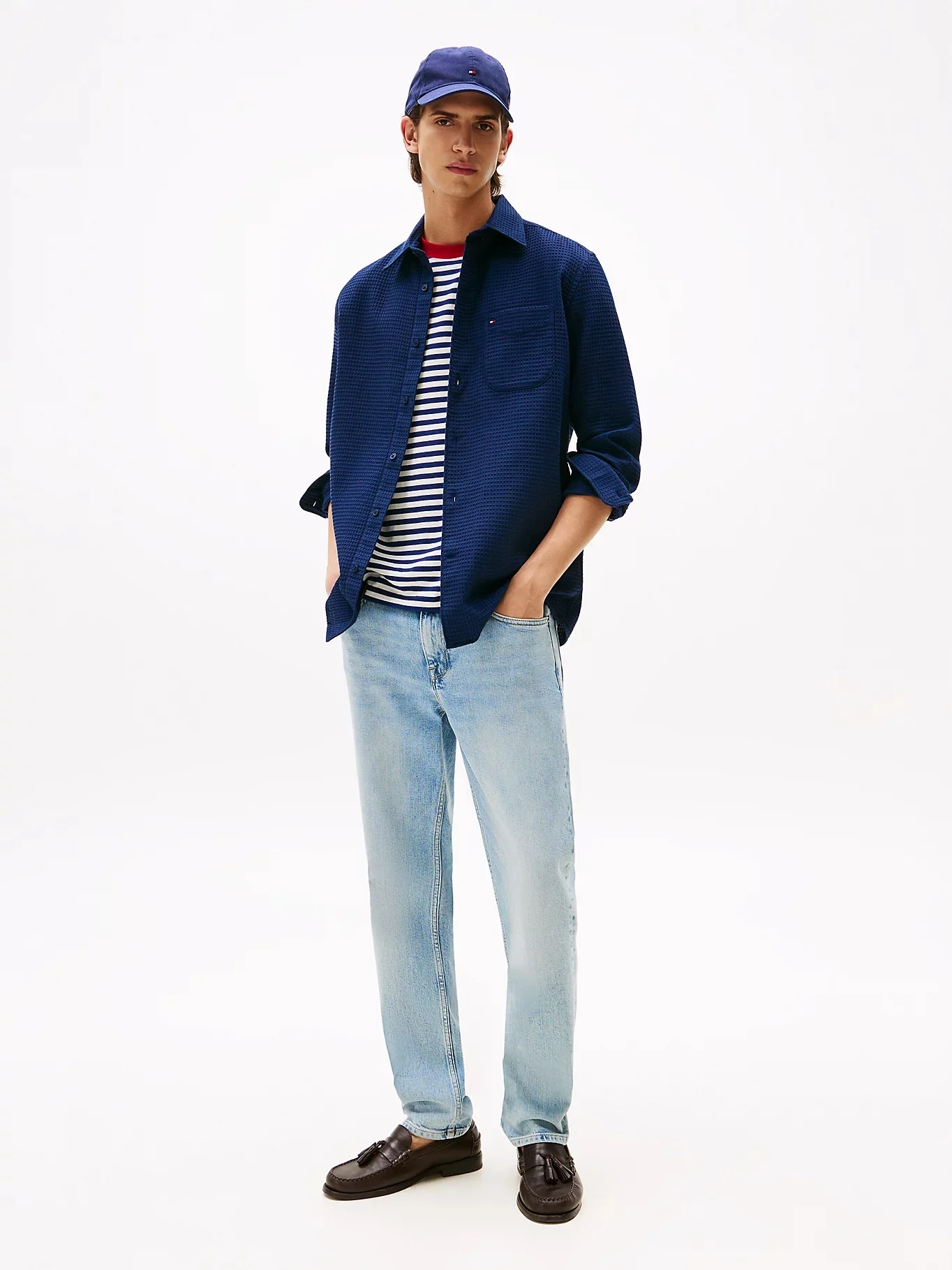 TOMMY HILFIGER Áo Sơ Mi Nam Tay Dài Waffle Overshirt