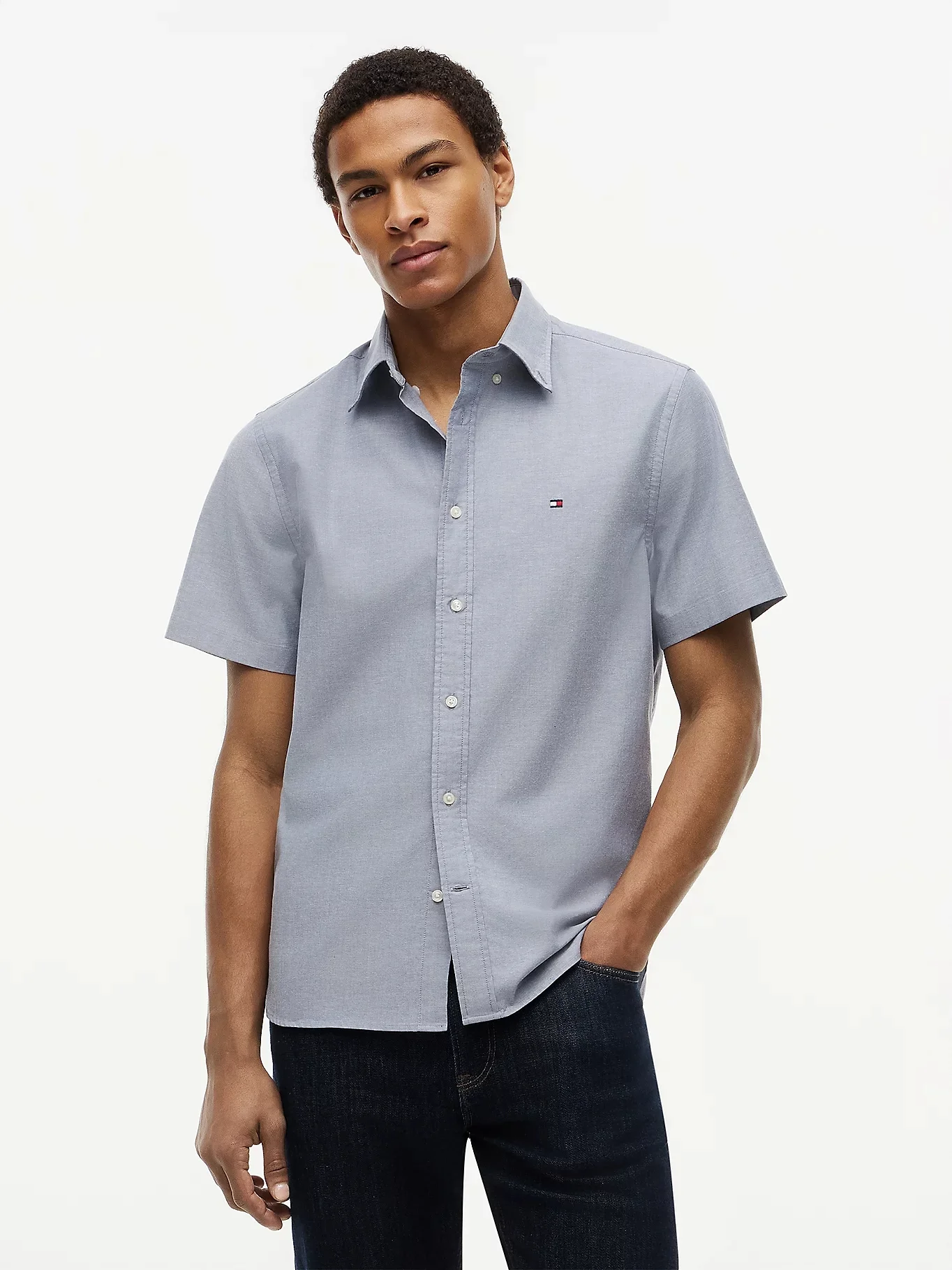 TOMMY HILFIGER Áo Sơ Mi Nam Tay Ngắn AF LW Oxf Solid S/S Shirts