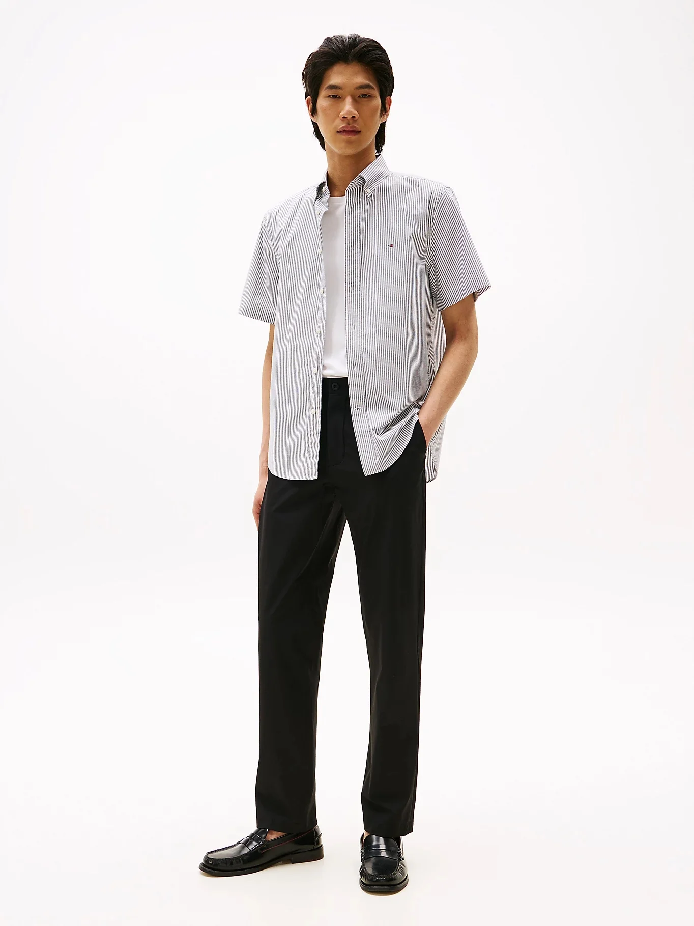 TOMMY HILFIGER Áo Sơ Mi Nam Tay Ngắn AF LW Oxf Stripe S/S Shirt