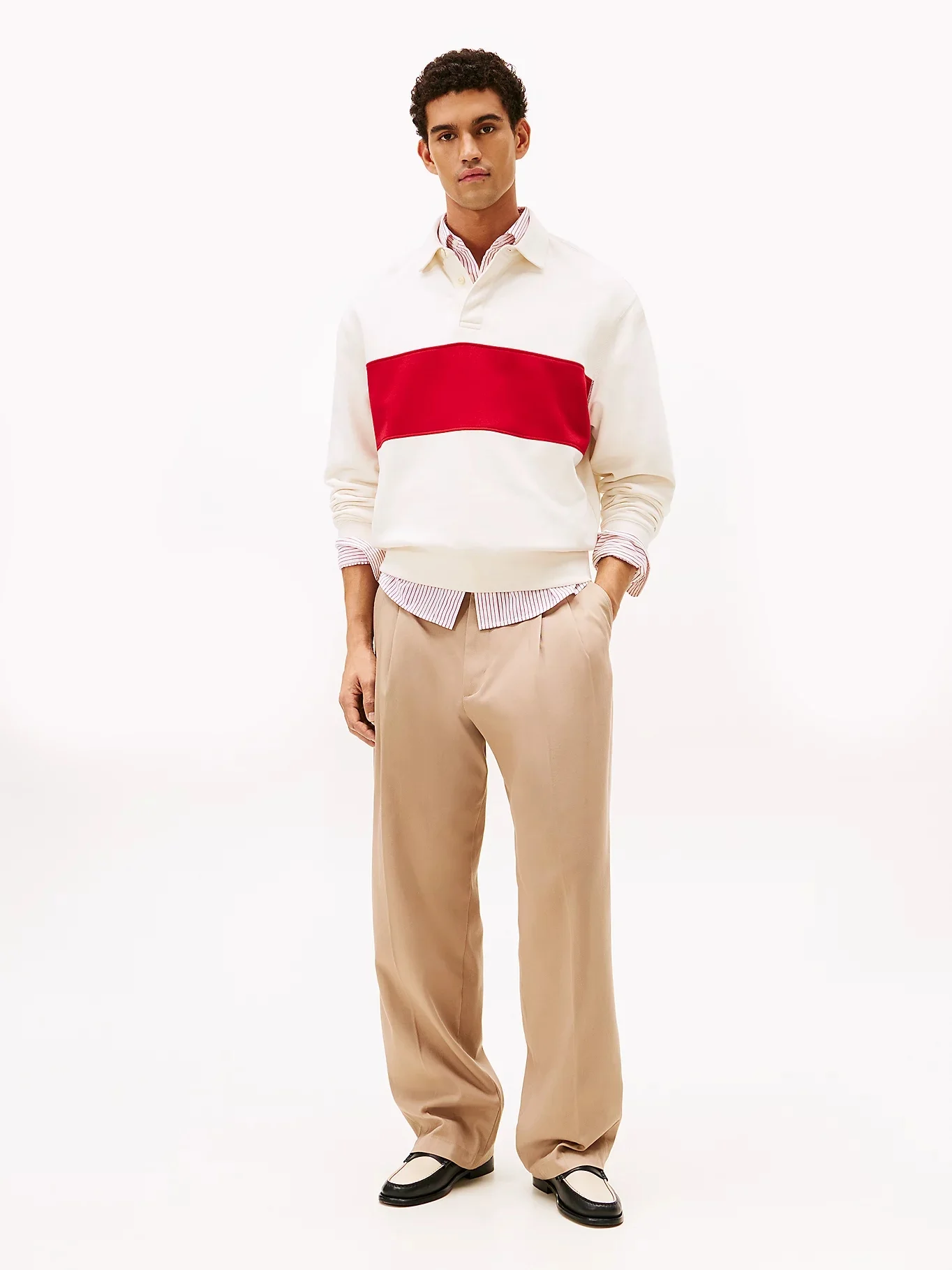 TOMMY HILFIGER Áo Thun Nam Tay Dài Ess Fleece Colorblock Rugby