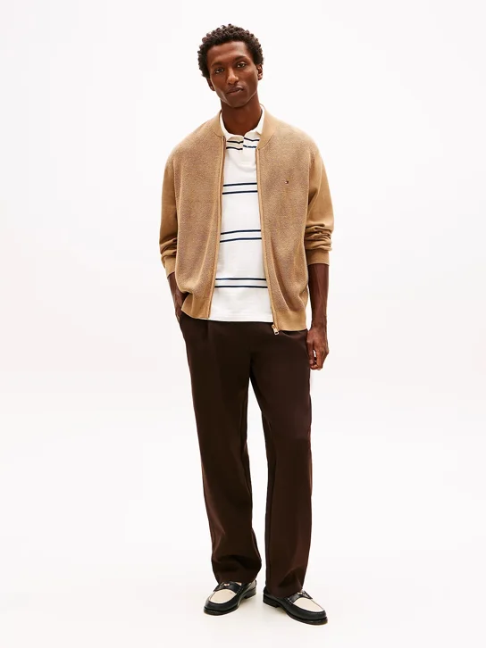 TOMMY HILFIGER Áo Sweater Nam Tay Dài RWB Textured Zip Thru Bomber