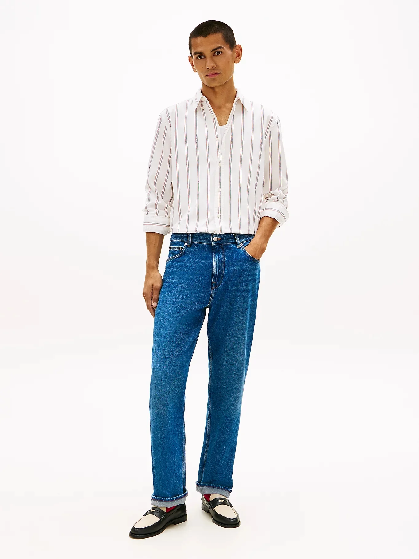 TOMMY HILFIGER Áo Sơ Mi Nam Tay Dài Poplin Jacquard Stripe Shirt