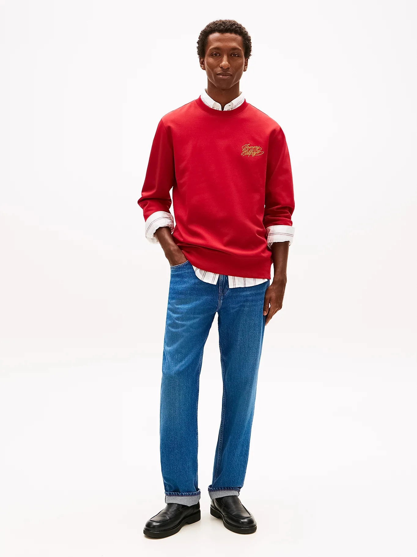 TOMMY HILFIGER Áo Sweatshirt Nam Tay Dài Heavy Twill C-Neck Sweatshirt