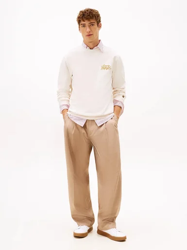TOMMY HILFIGER Áo Sweatshirt Nam Tay Dài Heavy Twill C-Neck Sweatshirt