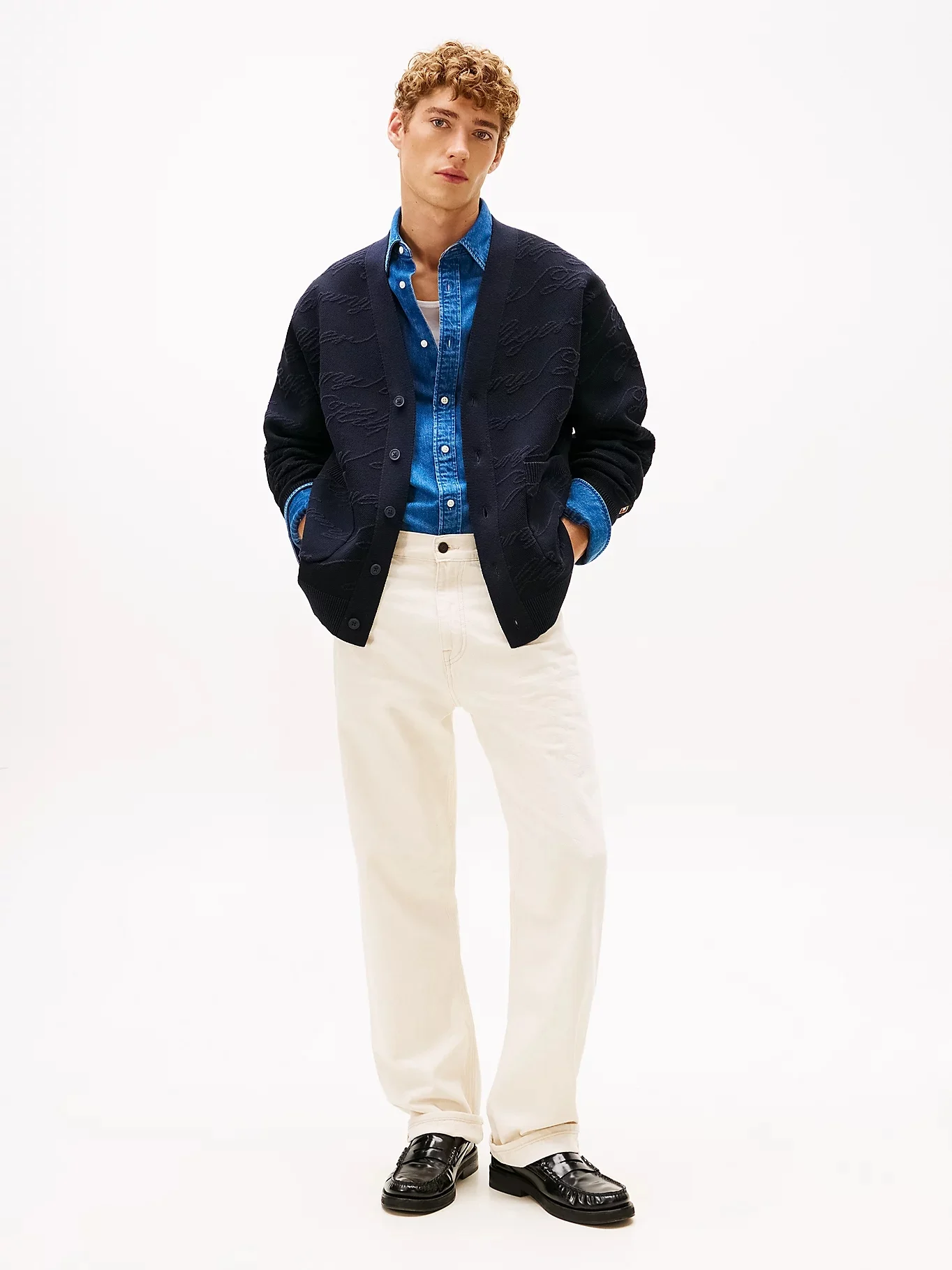 TOMMY HILFIGER Áo Cardigan Nam Tay Dài LNY Jacquard V Neck Cardigan