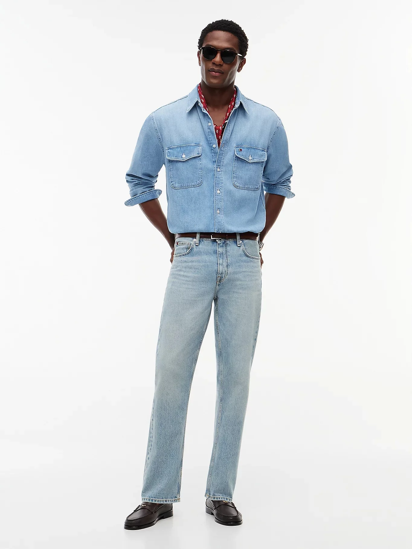 TOMMY HILFIGER Áo Sơ Mi Nam Tay Dài Relaxed Denim  Shirt Ted Blue