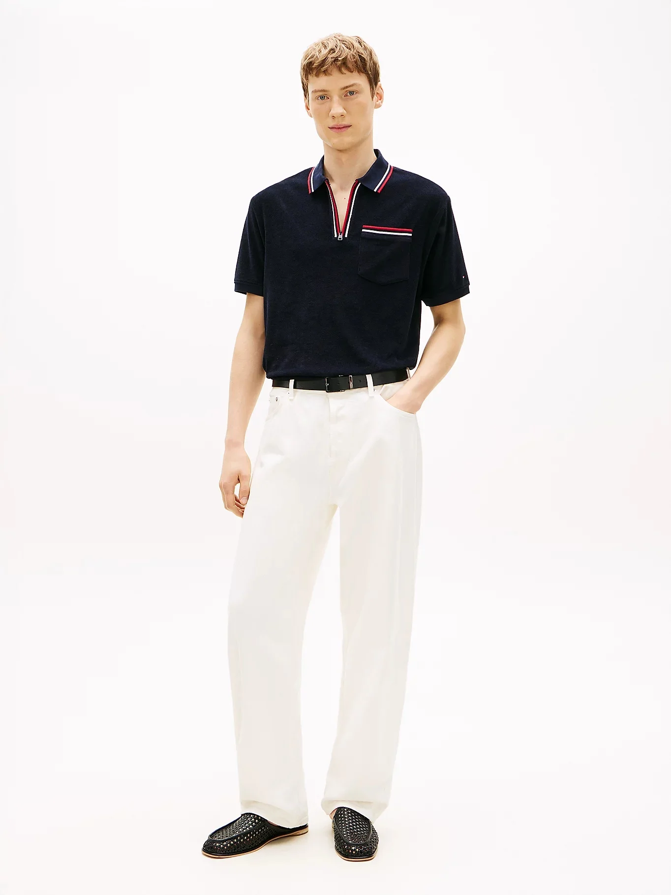 TOMMY HILFIGER Áo Polo Nam Tay Ngắn Towelling Zip Classic Fit
