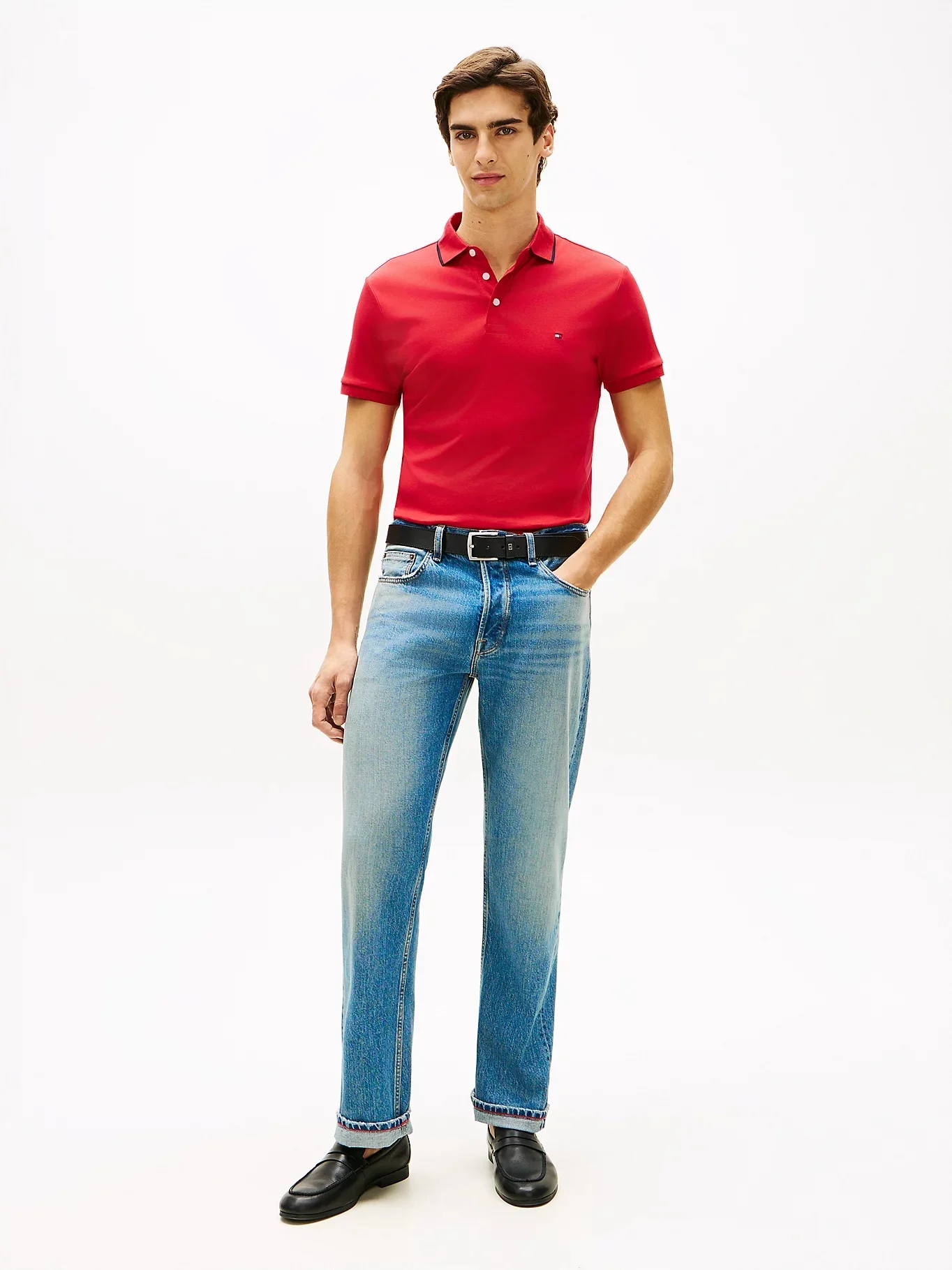TOMMY HILFIGER Áo Polo Nam Tay Ngắn Liquid Cotton Tipped Slim Polo