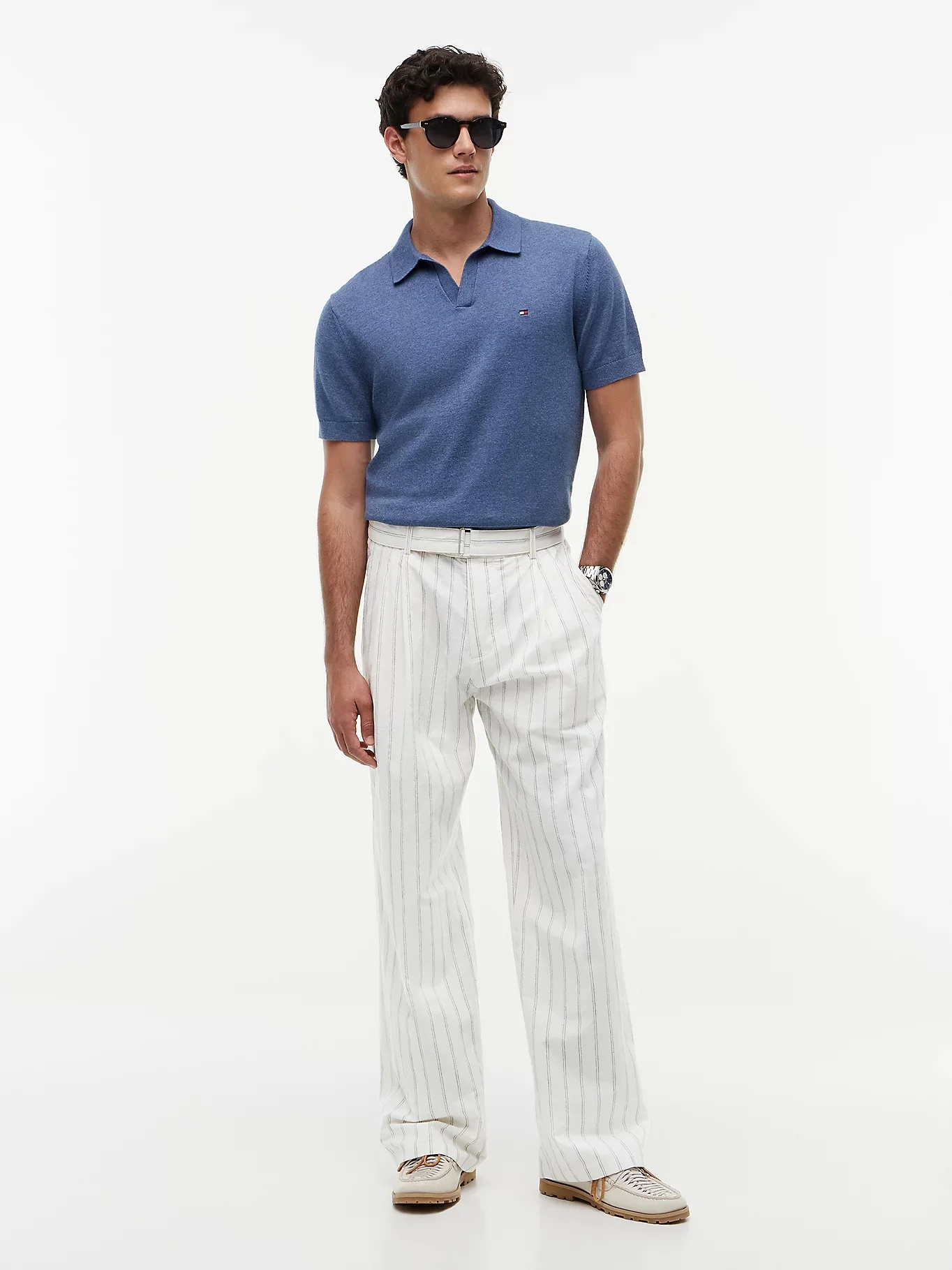 TOMMY HILFIGER Quần Dài Nam Grand 2Plt Linen Stripe W Belt