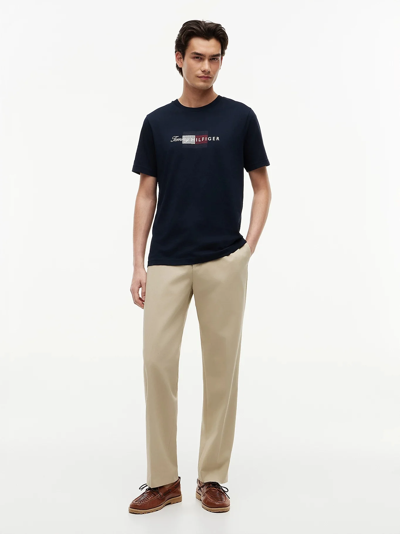 TOMMY HILFIGER Áo Thun Nam Tay Ngắn Script Flag Regular Tee