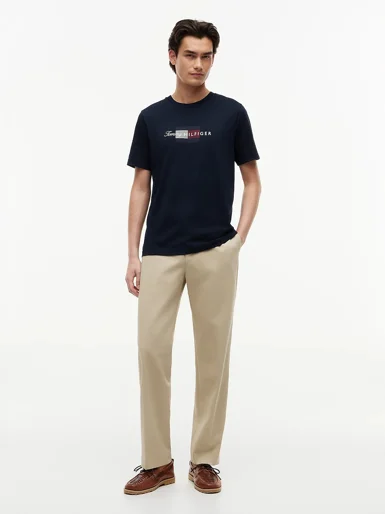 TOMMY HILFIGER Áo Thun Nam Tay Ngắn Script Flag Regular Tee