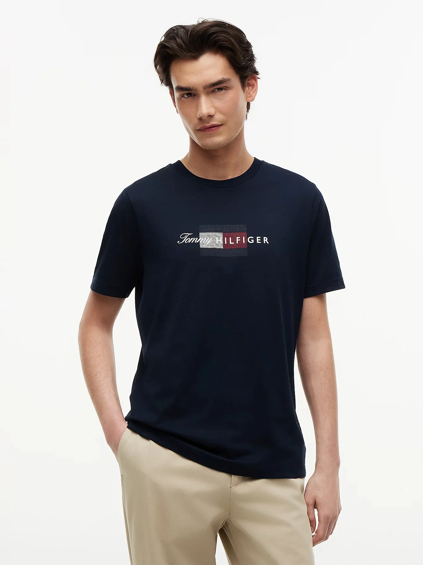 TOMMY HILFIGER Áo Thun Nam Tay Ngắn Script Flag Regular Tee