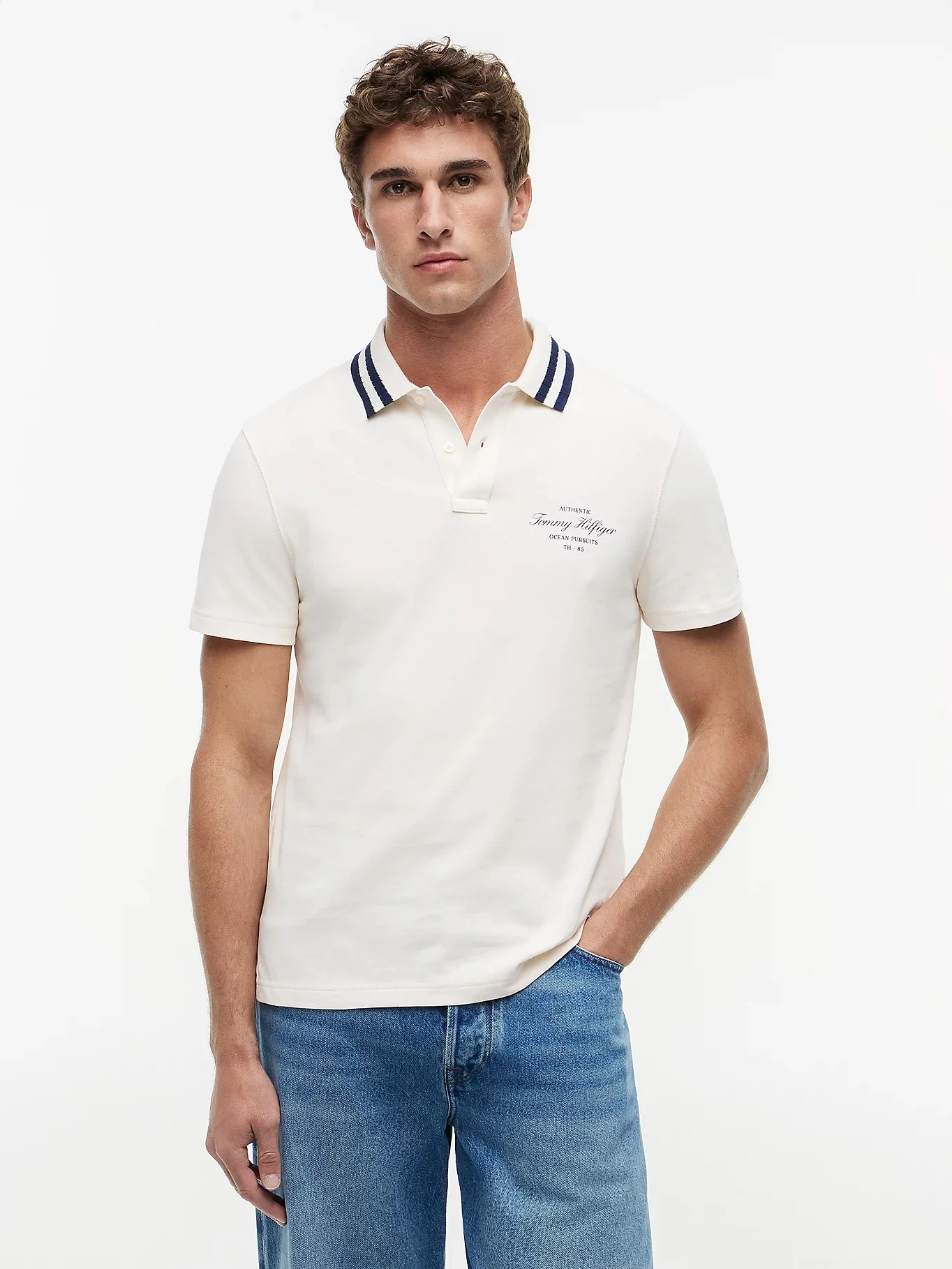 TOMMY HILFIGER Áo Polo Nam Tay Ngắn Left Chest Graphic N Tipping
