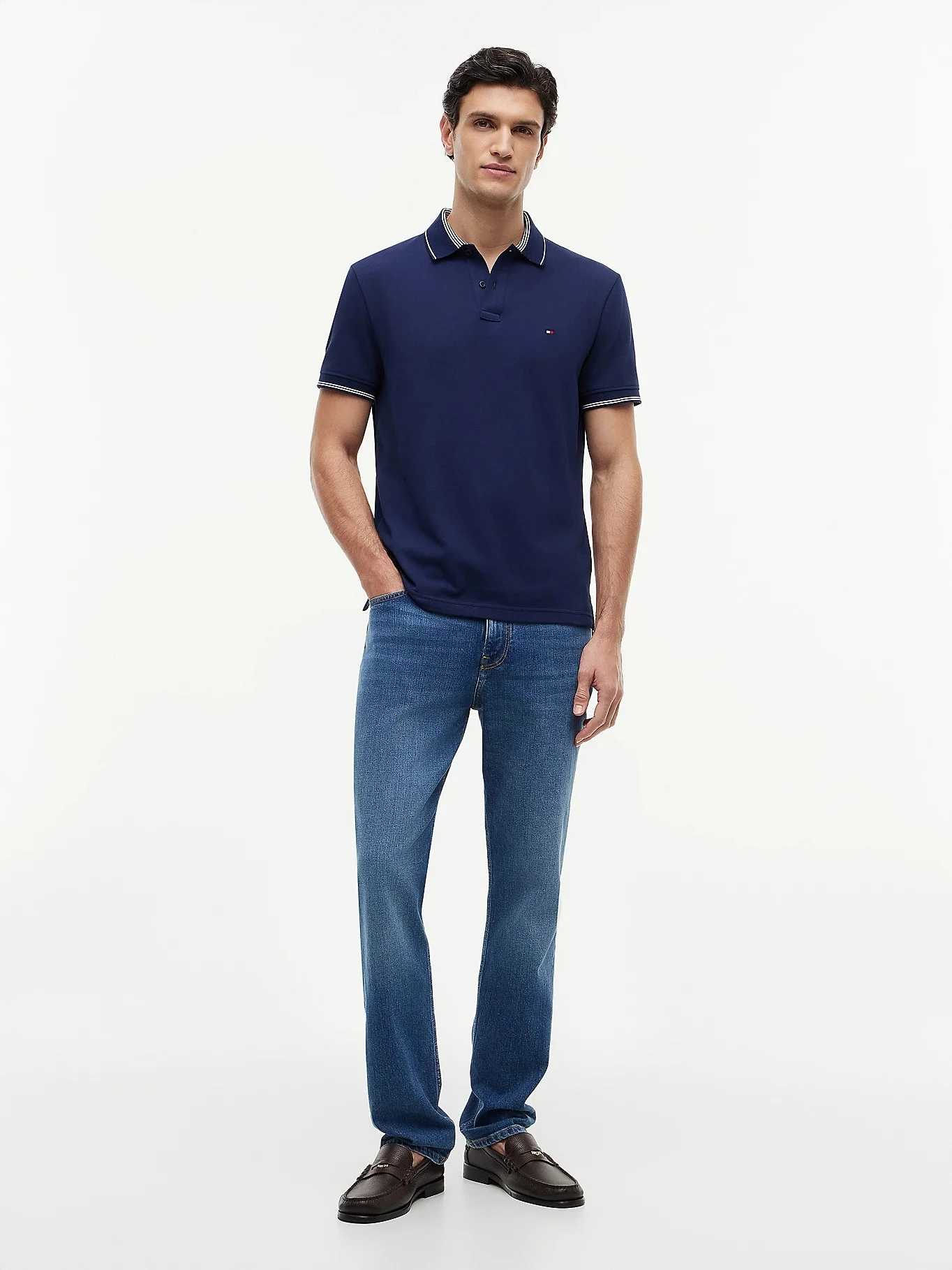 TOMMY HILFIGER Áo Polo Nam Tay Ngắn Stripe Undrcllr Pique Reg Polo