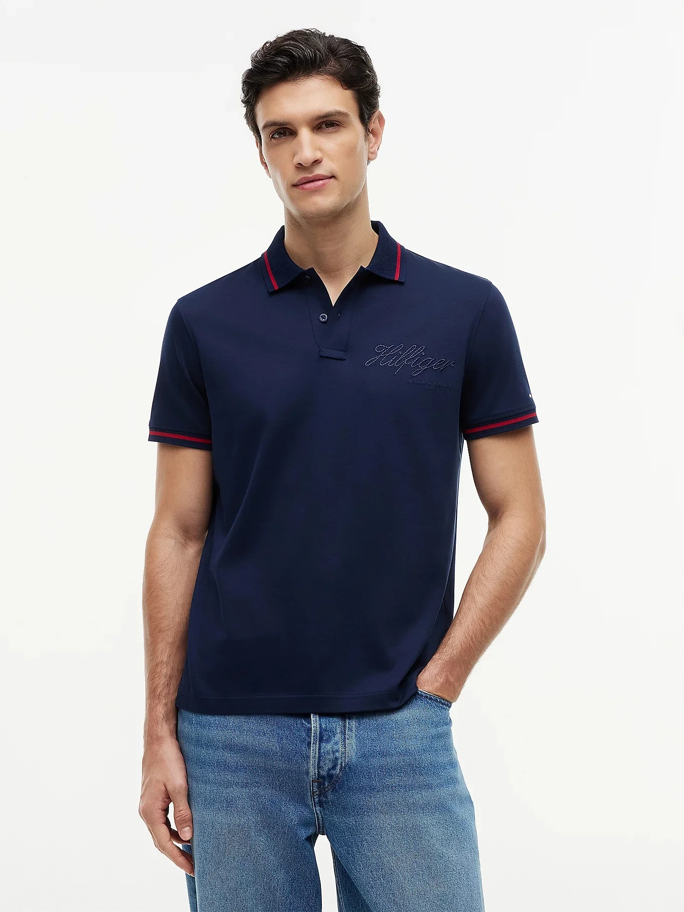TOMMY HILFIGER Áo Polo Nam Tay Ngắn India Interlk Collar Reg Polo
