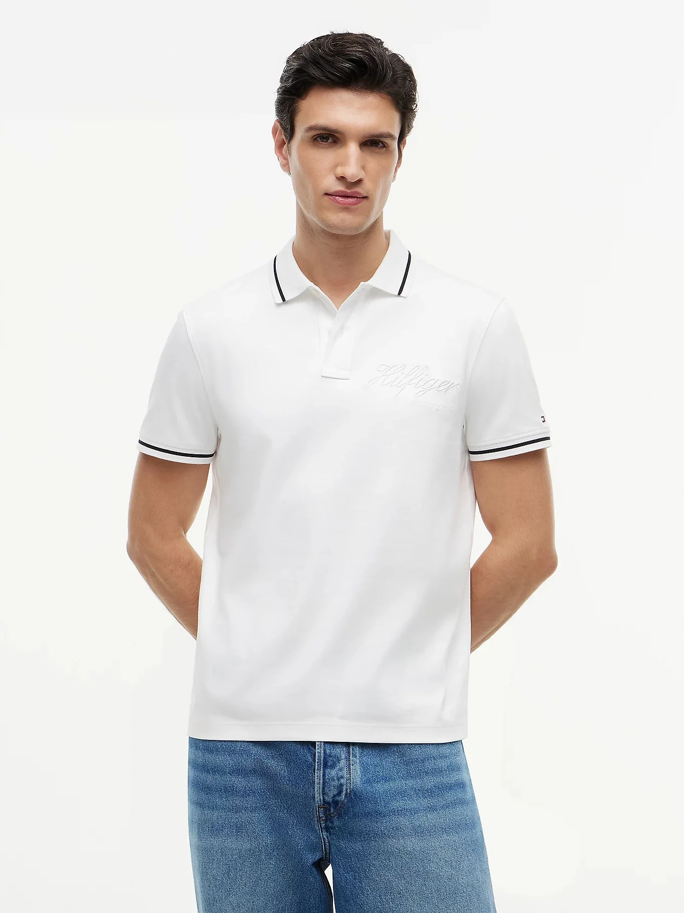 TOMMY HILFIGER Áo Polo Nam Tay Ngắn India Interlk Collar Reg Polo