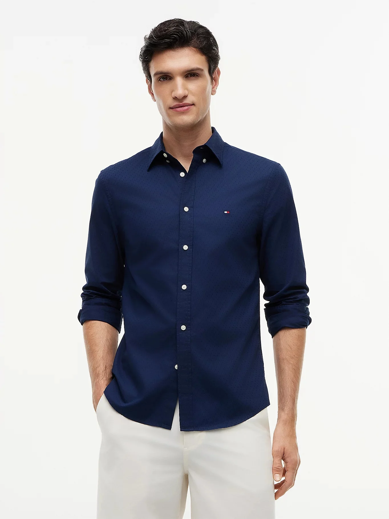 TOMMY HILFIGER Áo Sơ Mi Nam Tay Dài Flex Pop Small Dobby SF Shirt