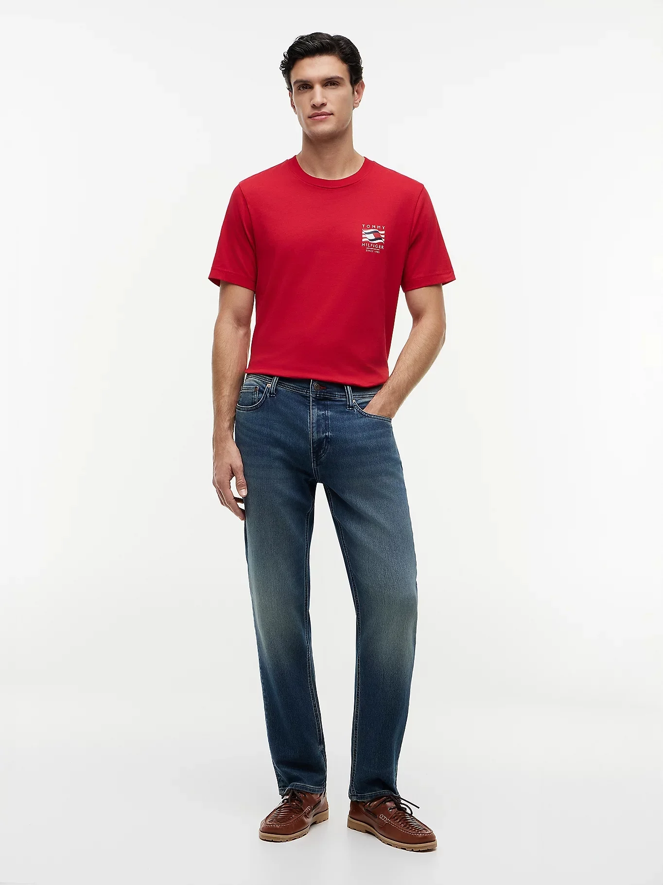 TOMMY HILFIGER Áo Thun Nam Tay Ngắn Americana Box Flag Regular Tee