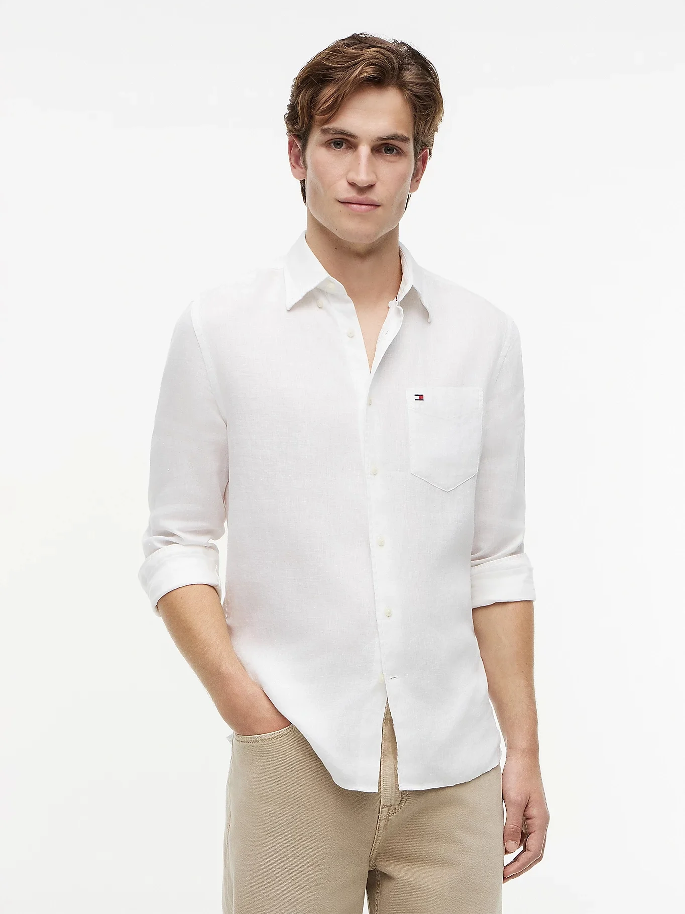 TOMMY HILFIGER Áo Sơ Mi Nam Tay Dài Piece Dye Linen RF Shirt